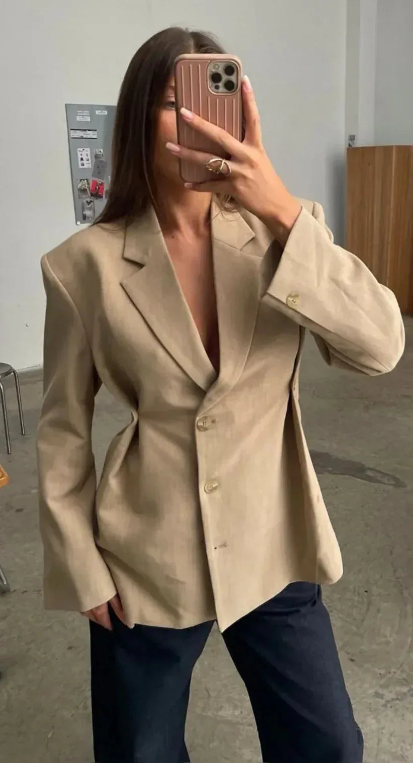 Blazer bouton beige ajuste Erika - NMDRESS
