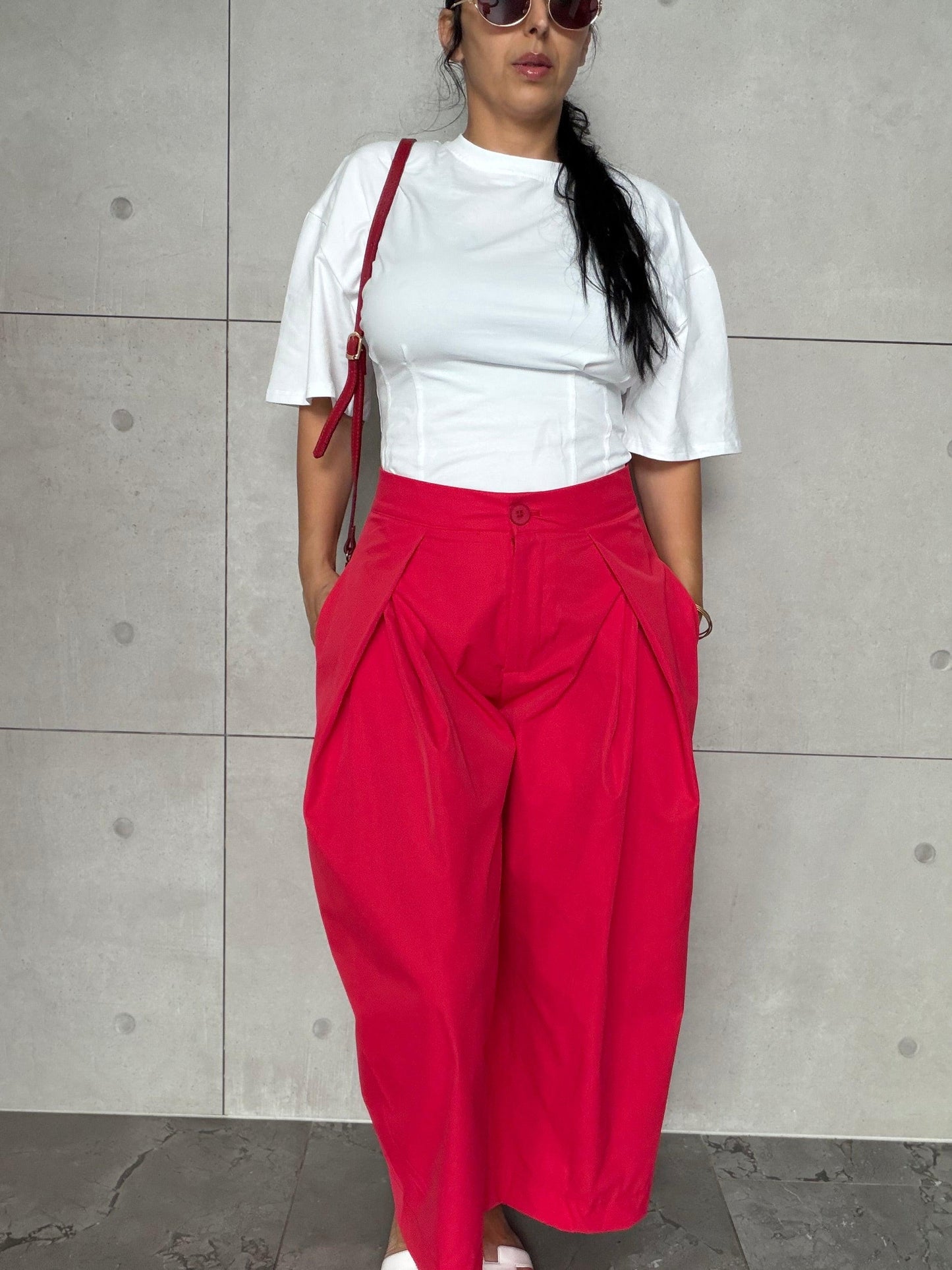 Pantalon femme rouge Yeni ballon