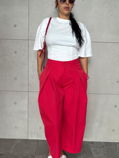 Pantalon femme rouge Yeni ballon