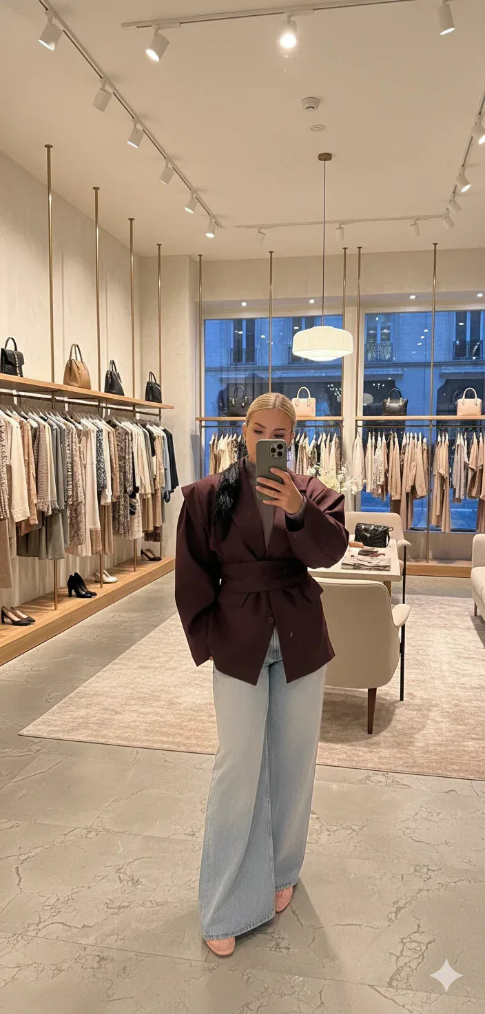 Blazer bordeaux Femme Épaulettes Déstructurées - NMDRESS