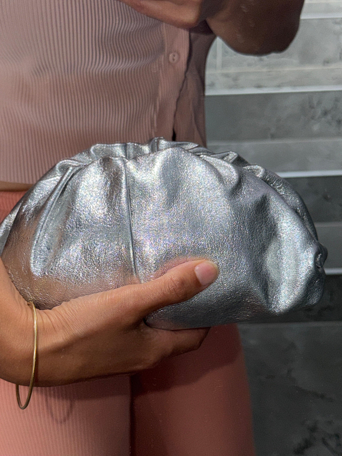 Sac Ambre signature cuir Argent