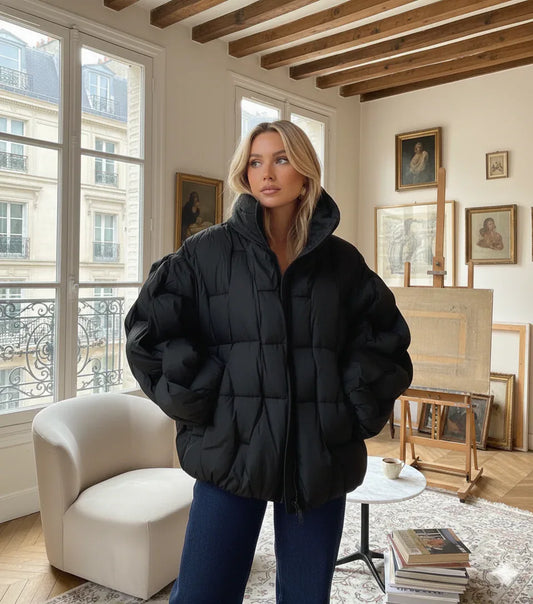 Doudoune Noir femme matelassé effet tressé Manchester - NMDRESS