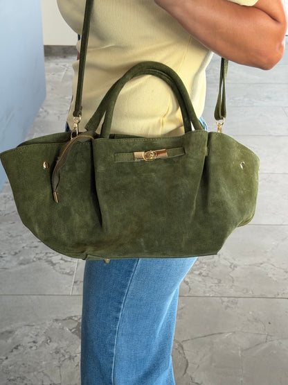 Sac cuir suédé vert Capri