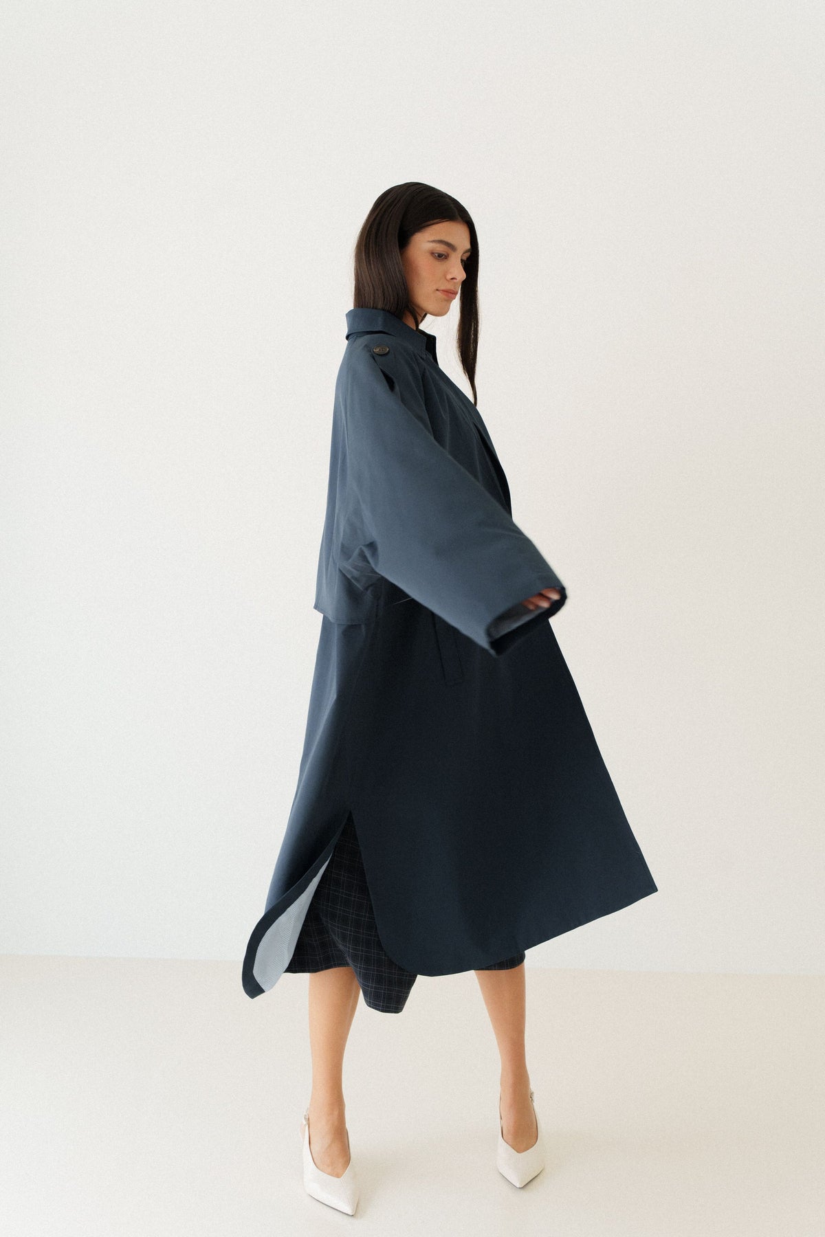 Trench long oversize splendide bleue