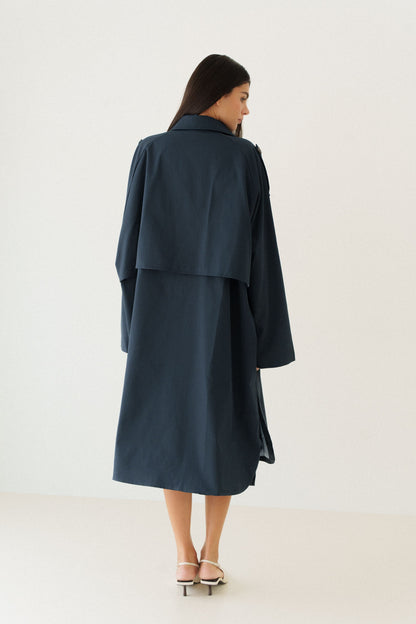 Trench long oversize splendide bleue