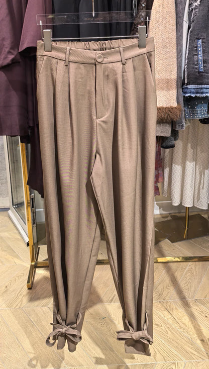 Pantalon femme taupe large noué à la cheville Auguste - NMDRESS