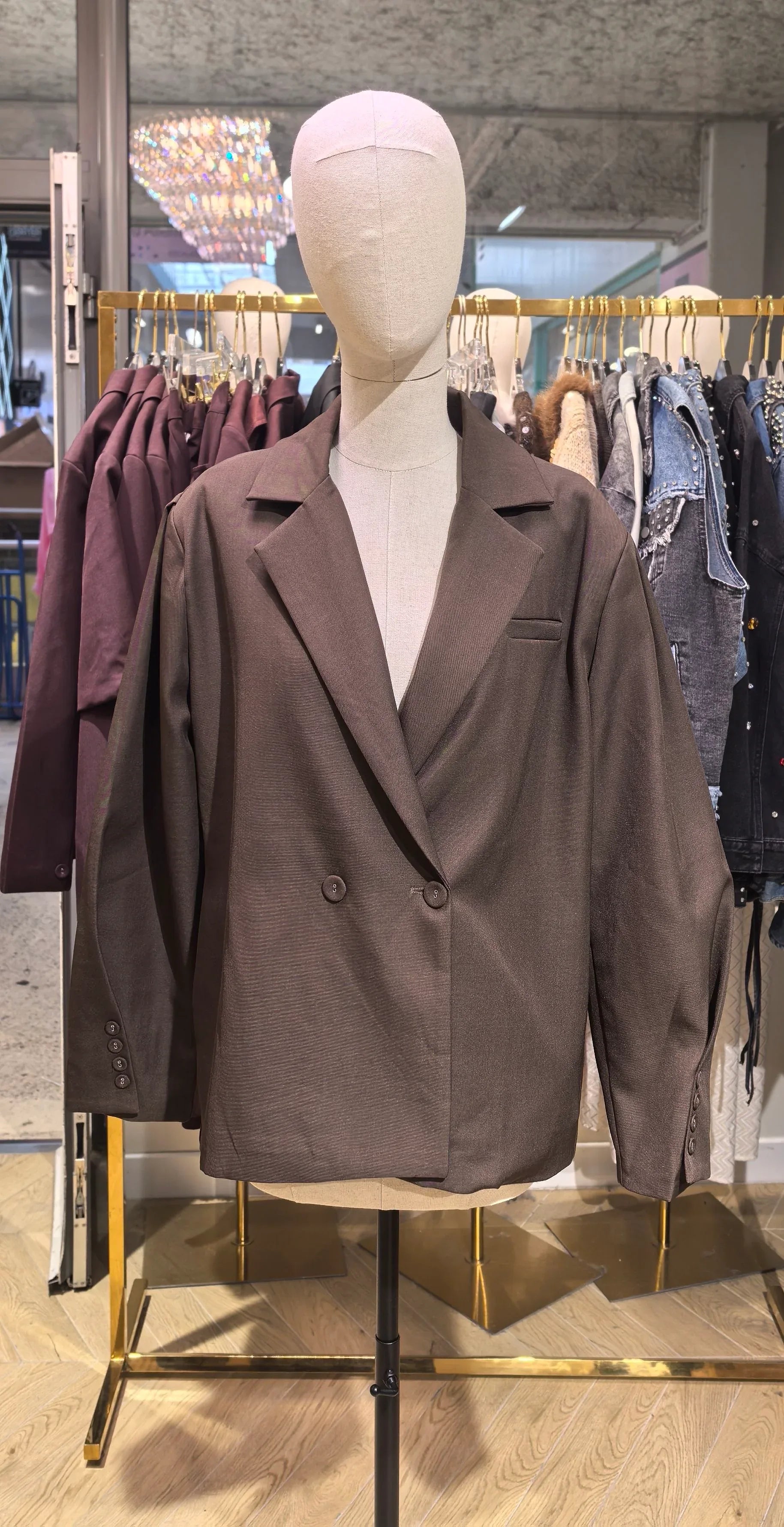 Blazer Marron oversize femme à ceinture large Augustine - NMDRESS