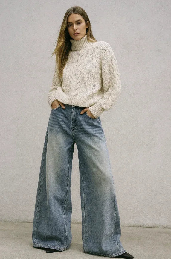 Jean femme jambe large flare taille haute - NMDRESS