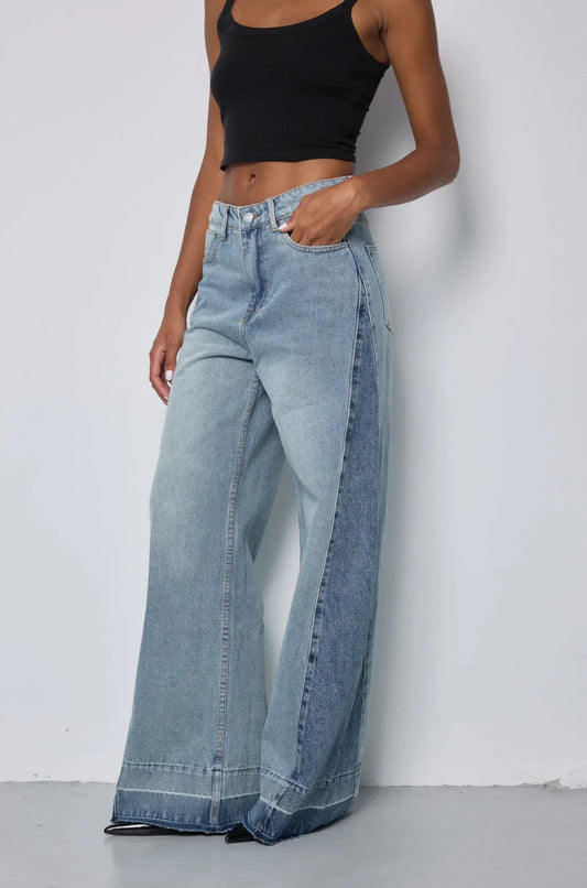 Jean large contrasté bleu brook - NMDRESS