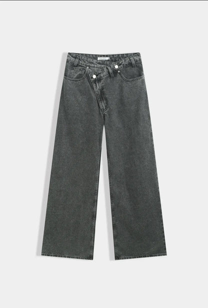Jeans fermeture asymétrique Gris - NMDRESS