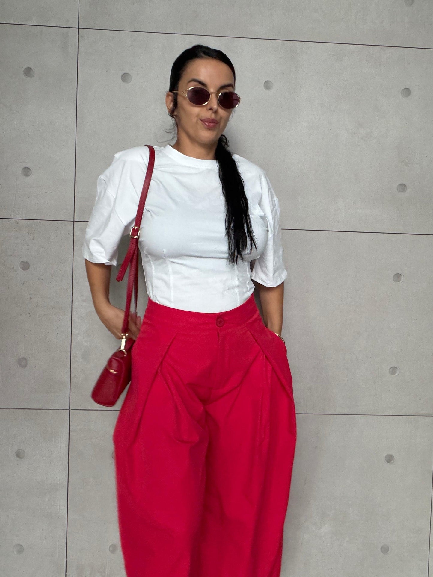 Pantalon femme rouge Yeni ballon