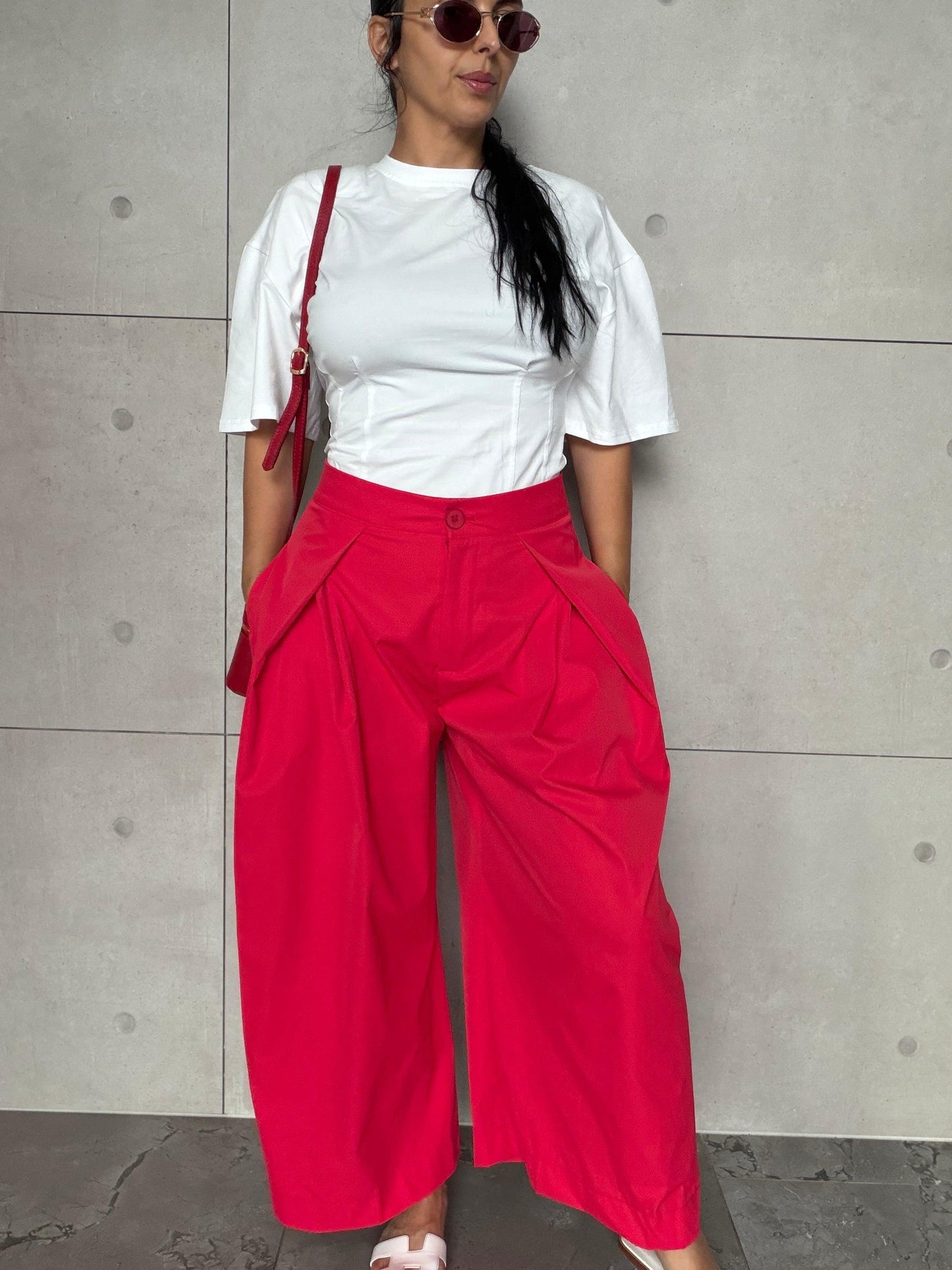 Pantalon femme rouge Yeni ballon