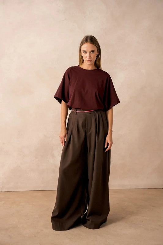 Pantalon femme extra large Marron - NMDRESS