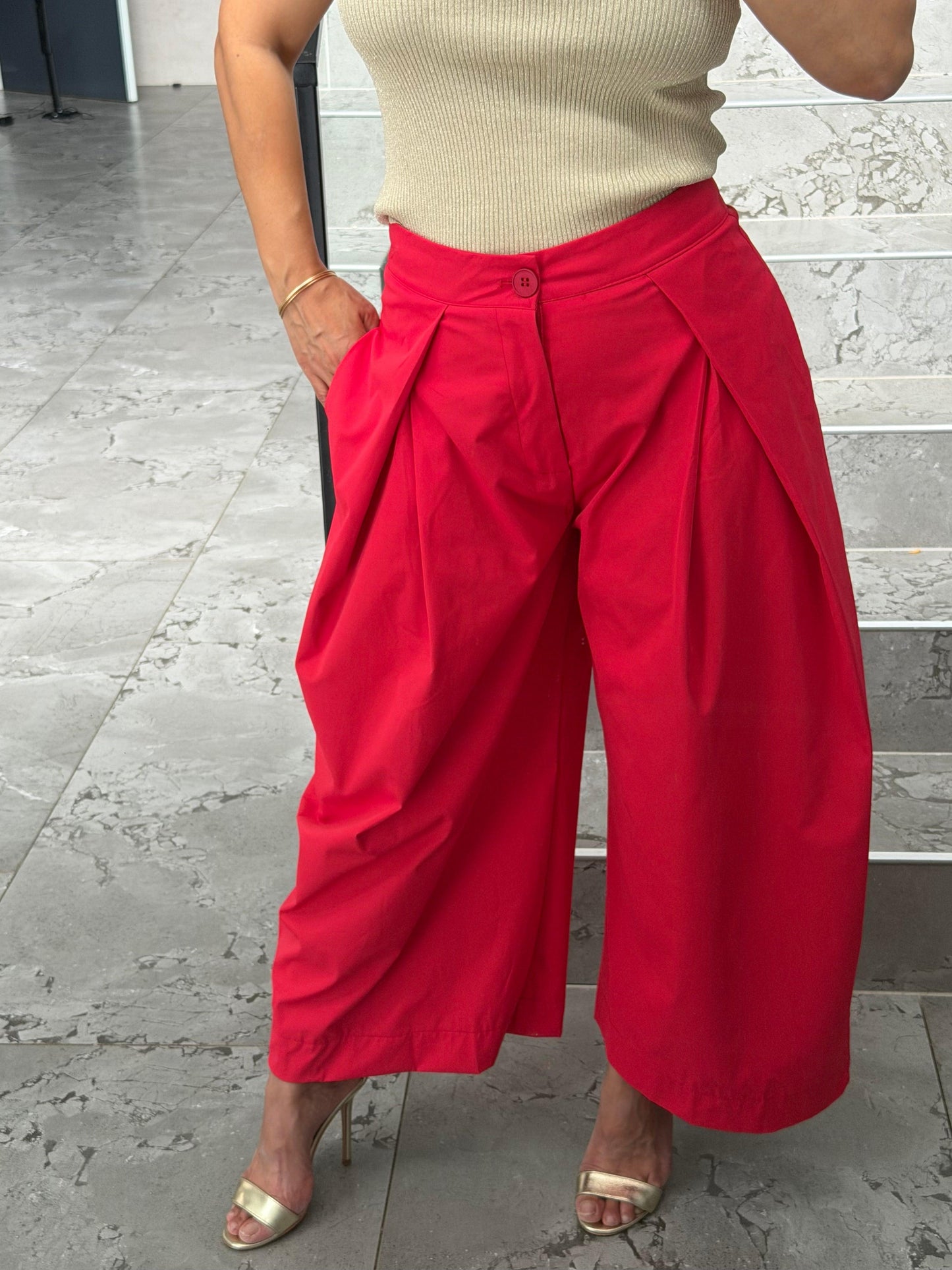 Pantalon femme rouge Yeni ballon