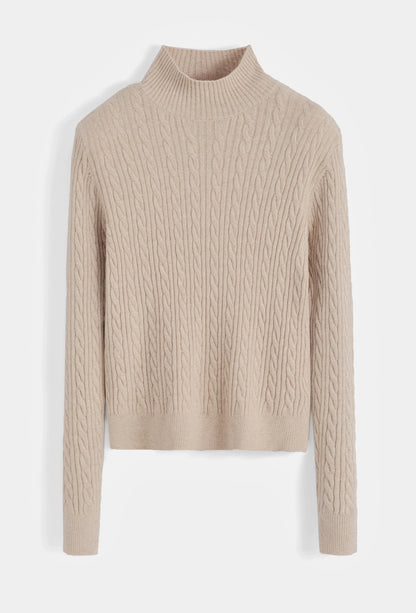 Pull structuré à tricot avec épaulettes Beige - NMDRESS