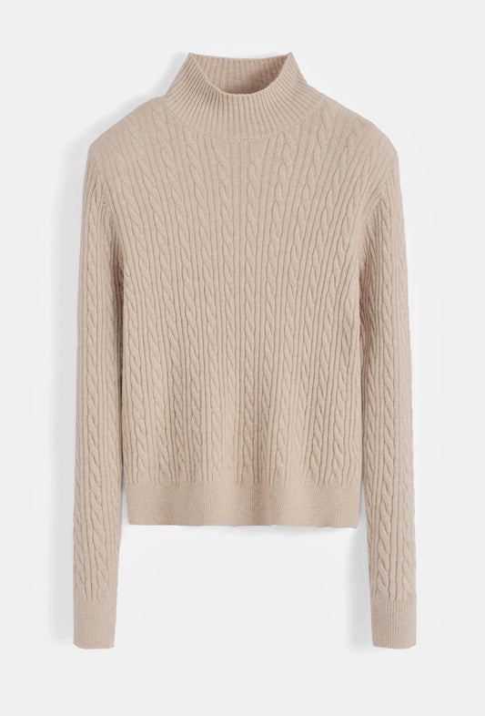 Pull structuré à tricot avec épaulettes Beige - NMDRESS