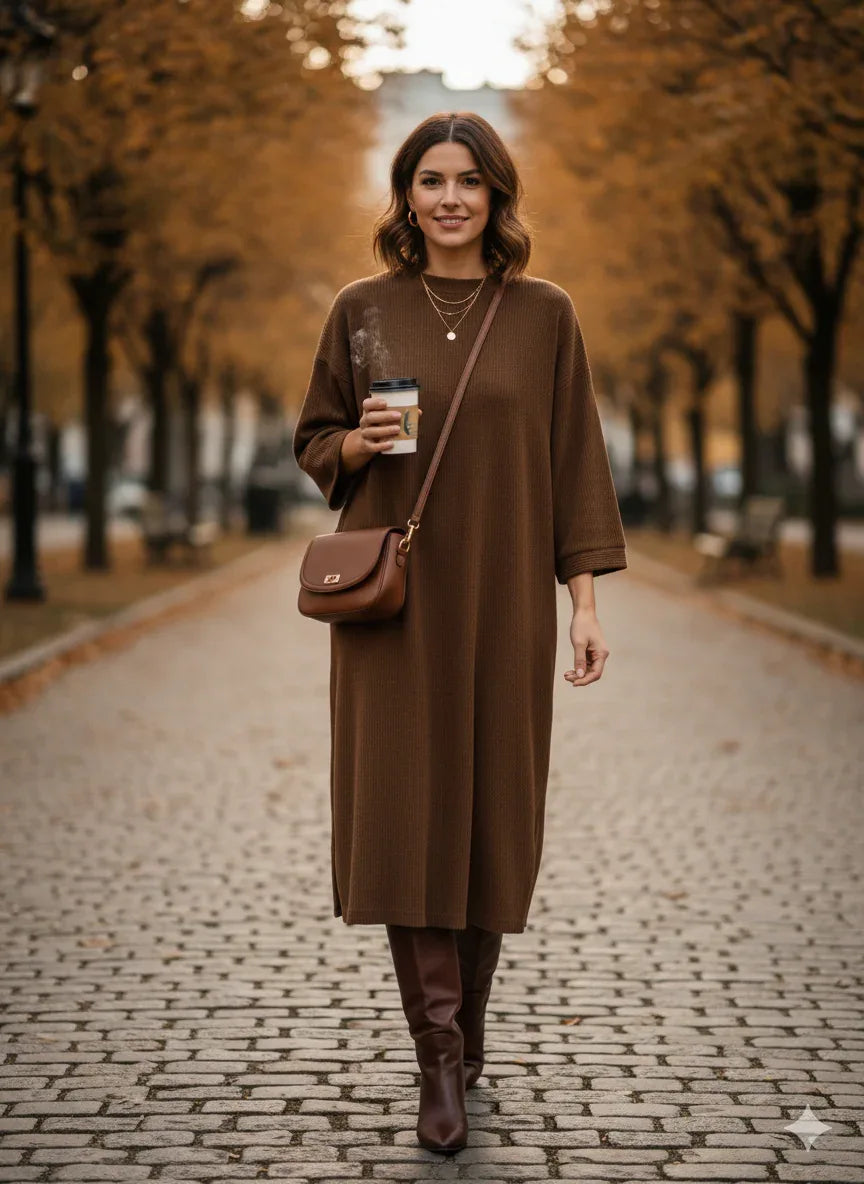 Robe marron longue velours - NMDRESS