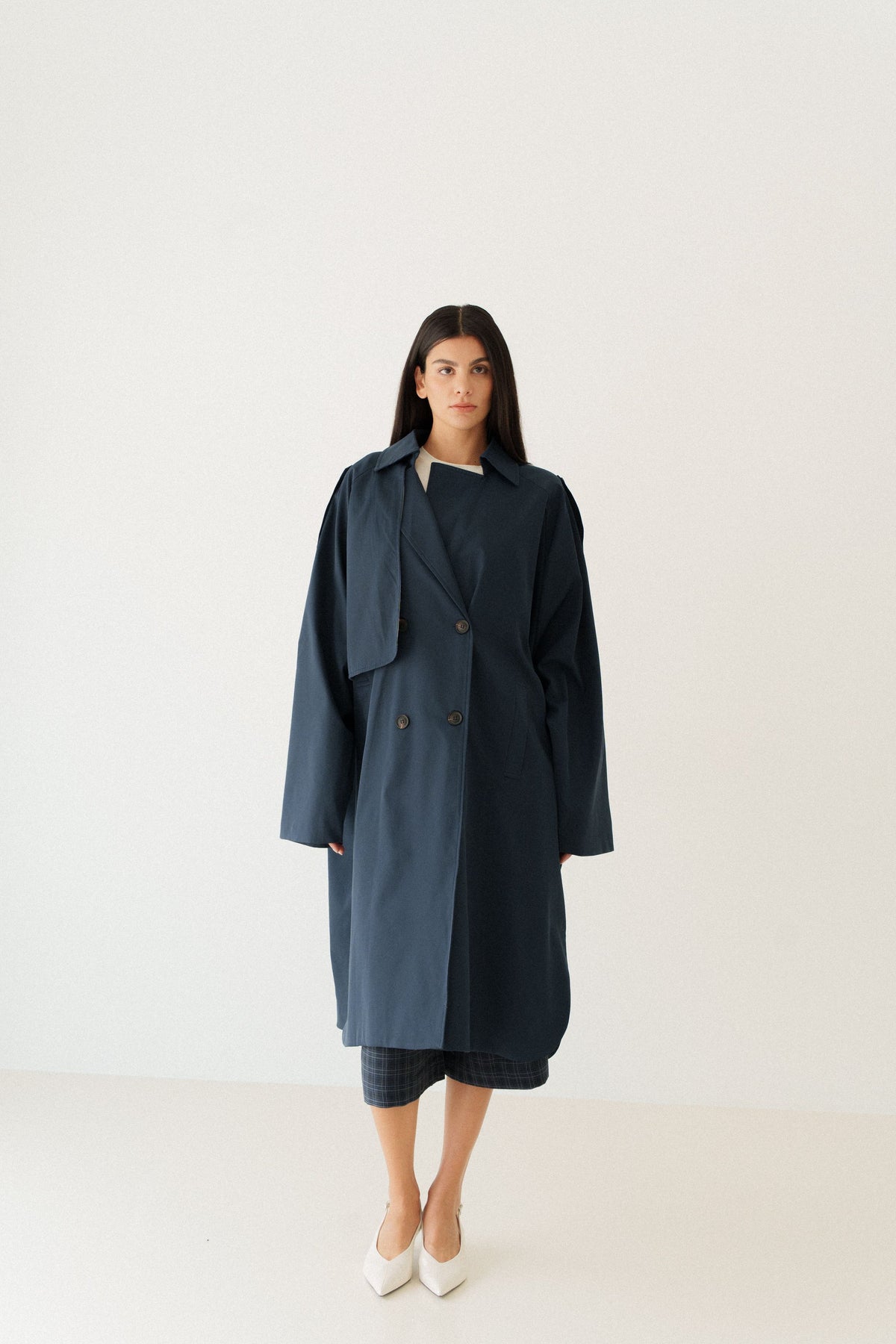 Trench long oversize splendide bleue