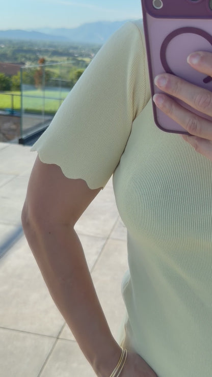 Tee shirt Jaune beurre ondulé