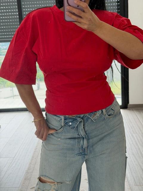 Tee shirt Rouge Jolne à épaulette